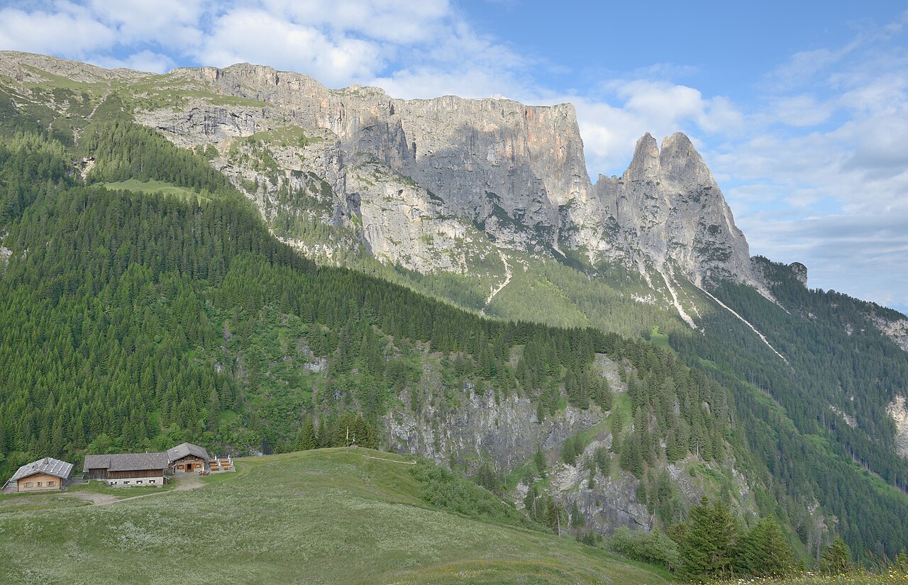 An alpine hut on the Alpe di Siusi below the Sciliar