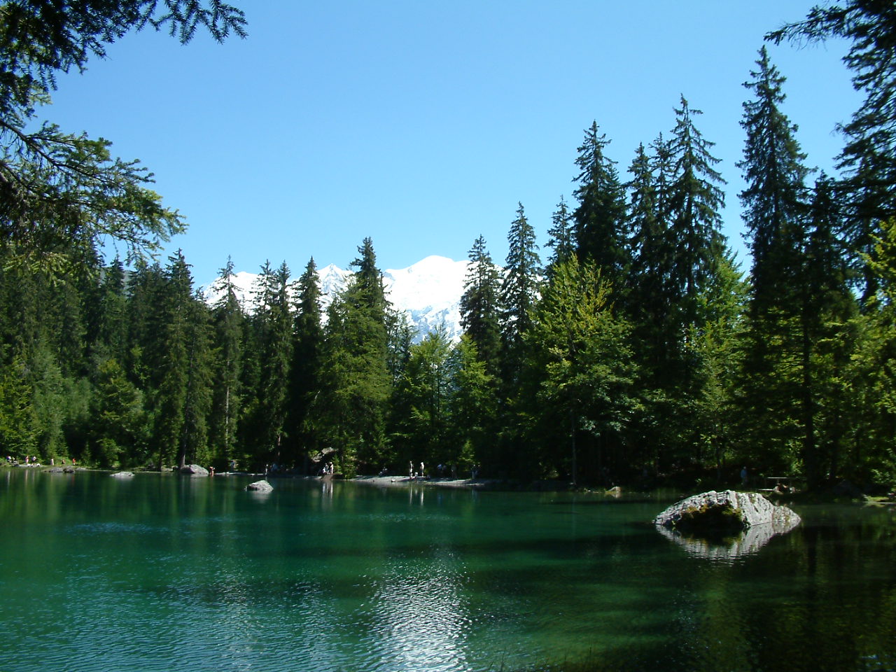 The Lac Vert at Passy with Mont Blanc behind