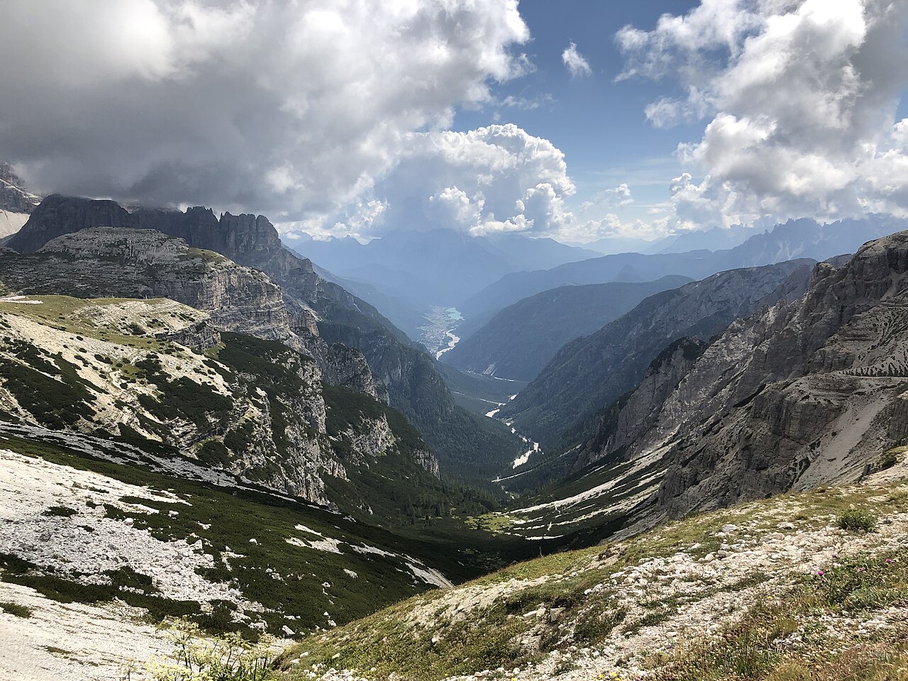Auronzo di Cadore seen from the Tre Cime