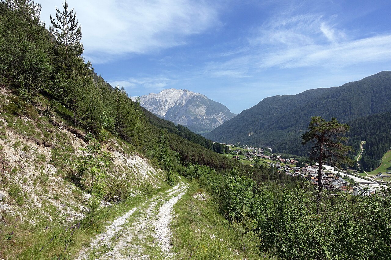 A waymarked footpath above Auronzo di Cadore