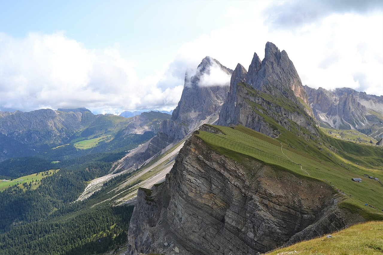 The Seceda ridgeline with the Odle peaks above Val Gardena